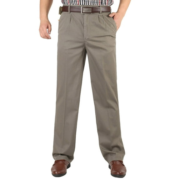 Fengqque Mens High Waisted Baggy Dress Pants Old Money Vintage Pleated Wide Leg Pants Casual Fit Trousers Dark Gray 6(M)