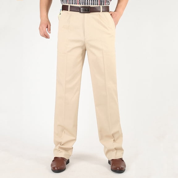 Fengqque Mens High Waisted Baggy Dress Pants Old Money Vintage Pleated Wide Leg Pants Casual Fit Trousers Yellow 12(XXL)