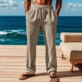 thumbnail image 1 of Fengqque Mens Knit Casual Pants Fashion Loose Fit Wide Leg Pants Straight Sweatpants Elastic Waist Drawstring Pants Khaki 12(XXL), 1 of 8