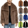 thumbnail image 1 of Fengqque Mens Lapel Faux Fur Jacket Long Sleeve Turn Down Collar Furry Coat Winter Warm Fluffy Furry Cardigans Outerwear Orange XL(XL), 1 of 7