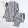 thumbnail image 1 of Fengqque Mens Pajama Set Button Down Classic Lapel Comfy Long Sleeve Pajamas for Men Lounge Plaid Pjs Set with Pockets Gray XL(XL), 1 of 5