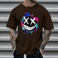 thumbnail image 1 of Fengqque Mens Short Sleeve T-Shirts Graphic Crewneck Casual Printed Tee Summer Beach Rock Shirts Brown XXL(XXL), 1 of 4