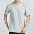 thumbnail image 1 of Fengqque Mens Solid Color Short Sleeve V-neck Henley Shirts Lightweight Workout T-Shirt Gym Tee Athletic Top Gray M(M), 1 of 4