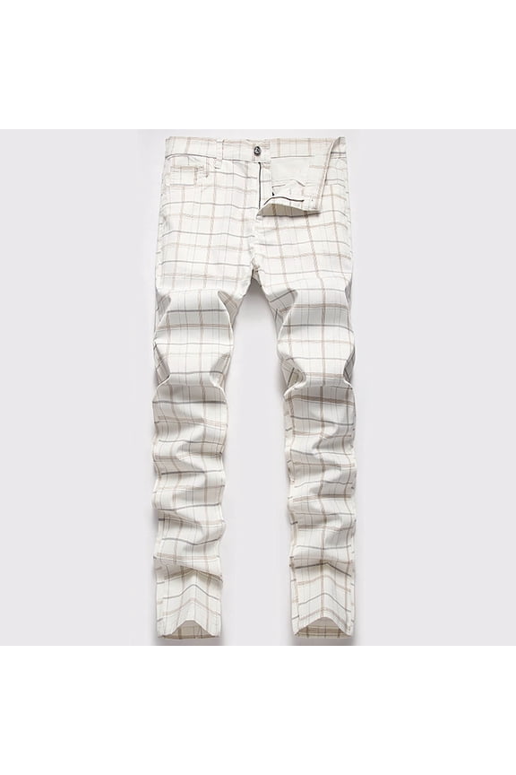 Mens Stretch Skinny Flat-Front Fashion Style Comfy Solid Casual Slim Fit Business Dress Chinos Pants Beige 6(M)