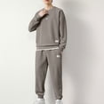 thumbnail image 1 of Fengqque Mens Sweatsuits Long Sleeve Round Neck Pullover Sweatsuit Outfits Casual Jogger Suits Sets Coffee L(L), 1 of 3