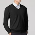 thumbnail image 1 of Fengqque Mens V Neck Sweater Casual Cable Slim Pullover Long Sleeve Fall Winter Sweaters Black S, 1 of 5