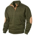 thumbnail image 1 of Fengqque Mens Warm Sweatshirt Casual Stand Collar Quarter Button Pullover Sweaters Long Sleeve Hoodless Sweatshirt Army Green 10(XL), 1 of 4