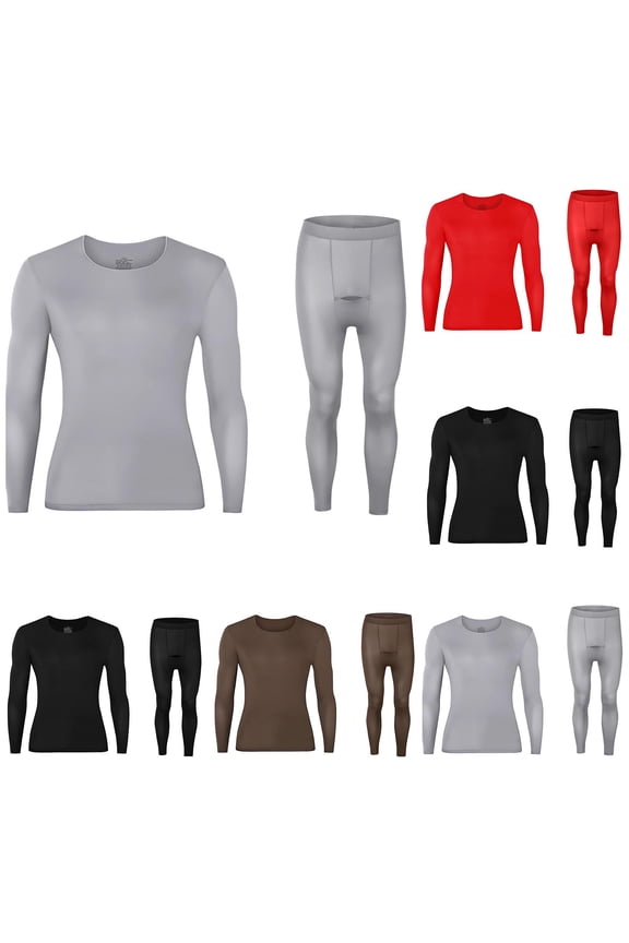 Mens thermal Underwear Set Long Sleeved for Men thermal Shirts and Pants Base Layer Cold Weather thermals Red XL(XL)