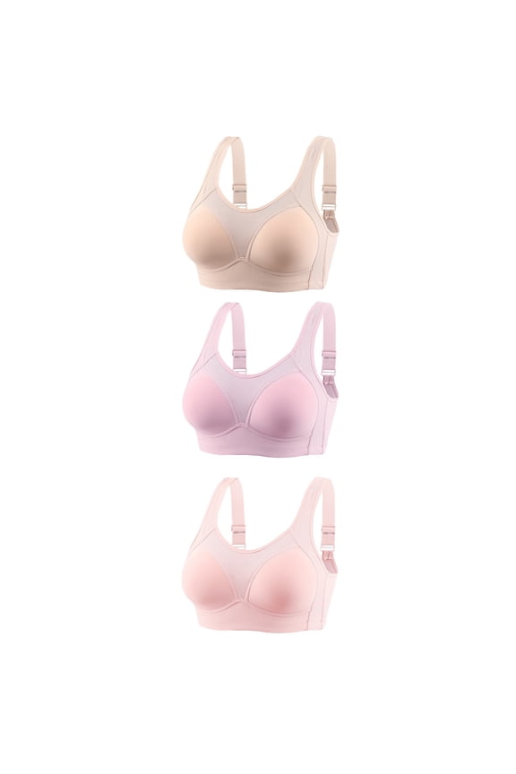 Mother's Plus Size Nursing Soft Comfort Fit Bra 3pc Non Steel Ring Gathering Breastfeeding Slip And Polishing Daily Bra