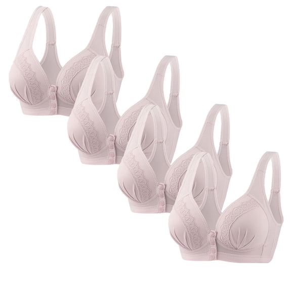 Fengqque Mother's Plus Size Nursing Soft Comfort Fit Bra 4PC No Steel Ring Lactation Back Adjustment Yoga Running Bra