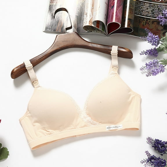 Fengqque Mother's Plus Size Nursing Soft Comfort Fit Bra Breast Feeding Non Steel Gathering Sagging Breast Feeding Bra
