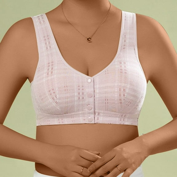 Fengqque Mother's Plus Size Nursing Soft Comfort Fit Bra Front Closure Bras Push Up No Underwire Plus Size Front Button For Older Women