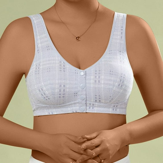 Fengqque Mother's Plus Size Nursing Soft Comfort Fit Bra Front Closure Bras Push Up No Underwire Plus Size Front Button For Older Women