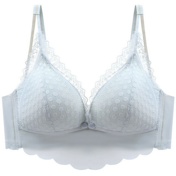 Fengqque Mother's Plus Size Nursing Soft Comfort Fit Bra Lace Strapless Underwear With Front Buckle And Postpartum Feeding To Sagging. Pregnant Bras Are Thin And Lightweight