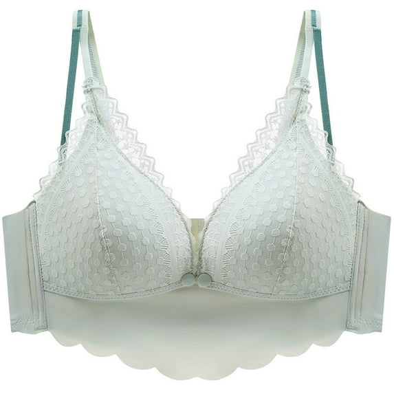 Fengqque Mother's Plus Size Nursing Soft Comfort Fit Bra Lace Strapless Underwear With Front Buckle And Postpartum Feeding To Sagging. Pregnant Bras Are Thin And Lightweight