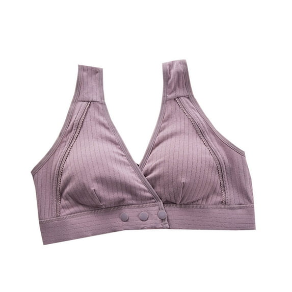 Fengqque Mother's Plus Size Nursing Soft Comfort Fit Bra Large Size Solid Color Wireless Front Opening Buckle Breastfeeding Pregnant Vests