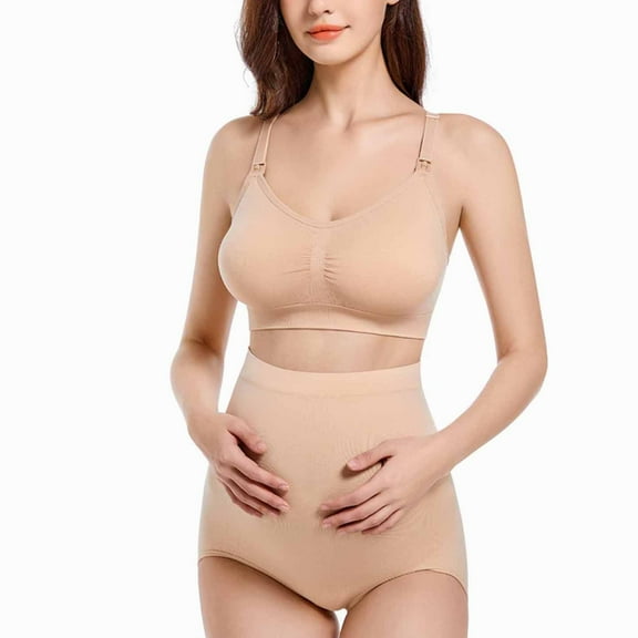 Fengqque Mother's Plus Size Nursing Soft Comfort Fit Bra Pregnant Ultra-thin Lace Without Steel Ring Breast Upward Front Opening Feeding Underwear Nursing Bras Matching Underwear