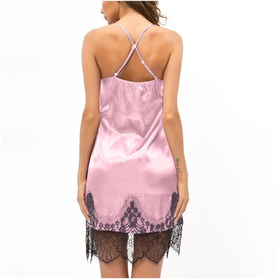 Fengqque New Sexy Satin Lace Silk Pajamas Nightdress Lingerie Women Underwear Sleepwear