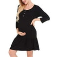 thumbnail image 1 of Fengqque Nursing Maternity Maternity Postpartum Comfort Dress Pajamas Pregnant Casual 3/4 Sleeves Breast-feeding Button Dress, 1 of 8