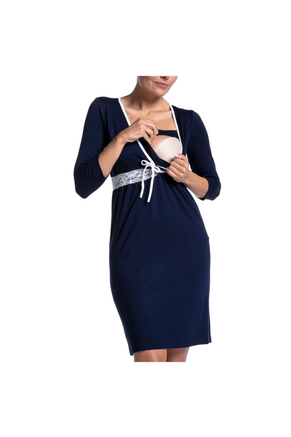 Nursing Maternity Maternity Postpartum Comfort Dress Pajamas Pregnant Delivery Clothes Short Sleeved Open Breastfeeding Clothes Pregnant Skirts Short Sleeved Round Neck Dresses