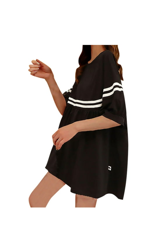 Nursing Maternity Maternity Postpartum Comfort Dress Pajamas Summer Maternity Clothing Loose A-line Skirt Round Necked Pregnant Skirt