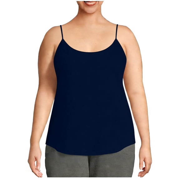 Fengqque Plus Size Tank Tops for Women Summer Loose Round Neck Spaghetti Strap Camisole Sleeveless Tunic Blouses Gray XXL(XXL)