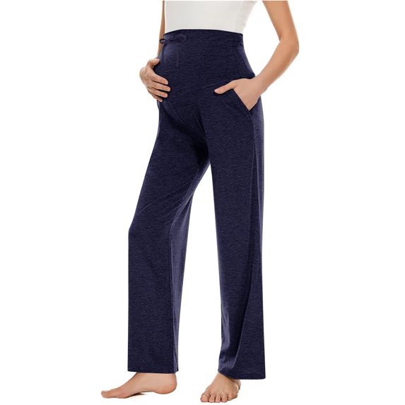 Fengqque Plus Size Versatile Maternity Pants - Comfort Stretch Waistband Trousers for Pregnancy, Postpartum Transition and Everyday Casual Wear with Adjustable Fit