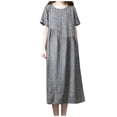 thumbnail image 1 of Fengqque Plus Size Women's Summer Dresses Loose Fit Flowing Pleats Bohemian Elegant Girls Doll Dresses Sunny Beach Party Plaid Lady Elegant Loose Large Casual Dress, 1 of 5