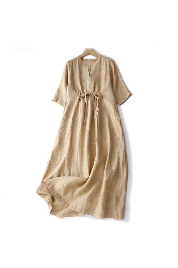 Plus Size Women's Summer Dresses Loose Fit Flowing Pleats Bohemian Elegant Girls Doll Dresses Sunny Beach Party Print Short Sleeve Solid Casuals Comfy V-Neck Tunic Slim Mini Dress