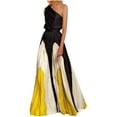 thumbnail image 1 of Fengqque Plus Size Women's Summer Dresses Loose Fit Flowing Pleats Bohemian Elegant Girls Doll Dresses Sunny Beach Party Collar Color Contrast Long Skirt With Patchwork Off Shoulder Printed Dress, 1 of 6