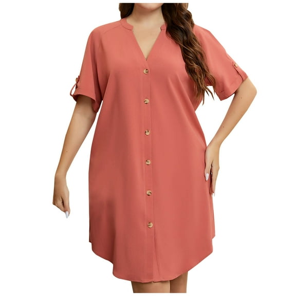 Fengqque Plus Size Women's Summer Dresses Loose Fit Flowing Pleats Bohemian Elegant Girls Doll Dresses Sunny Beach Party Oversize Summer Casual Short Sleeve V Neck Printed Sleeve Dresses Loose Dress