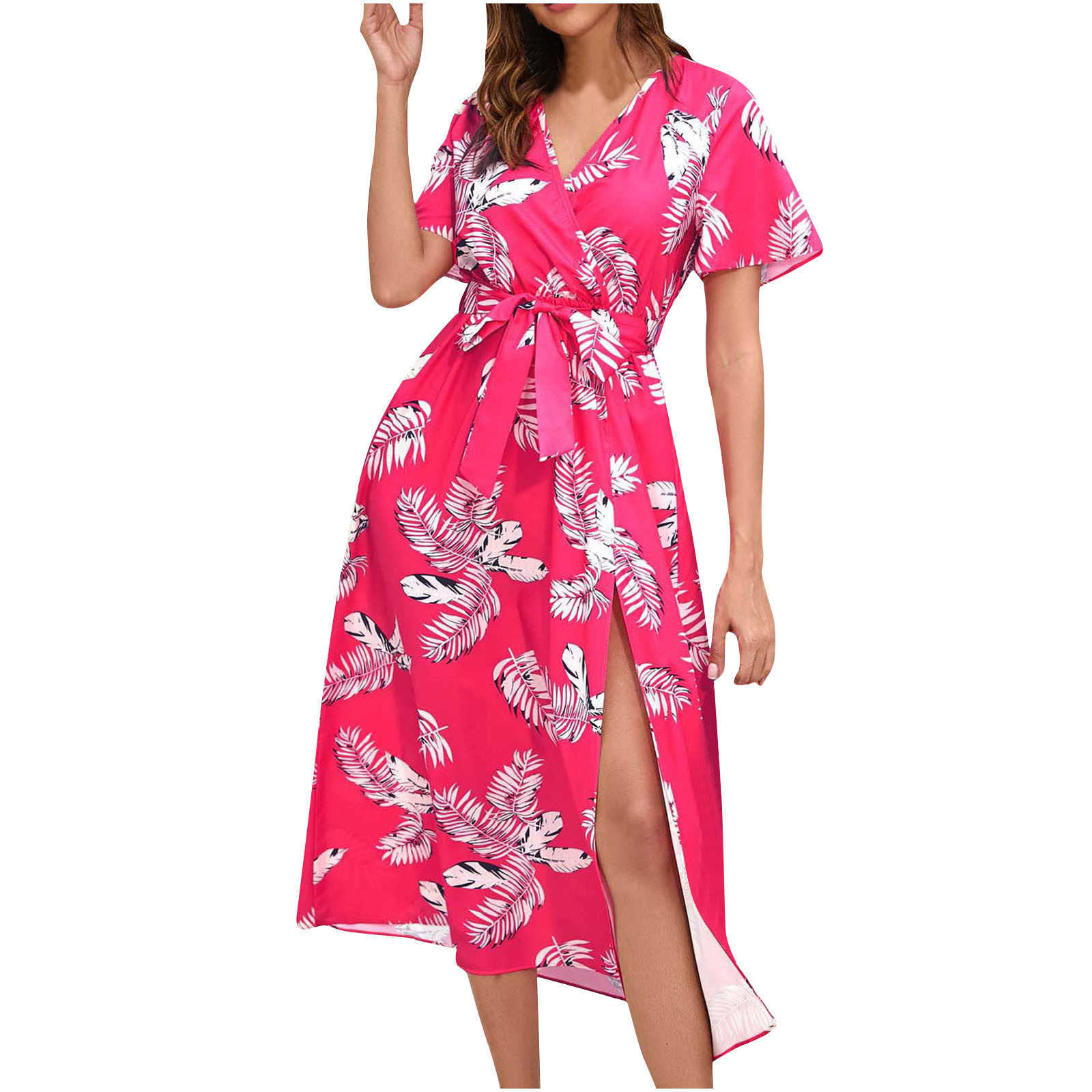 Fengqque Plus Size Women's Summer Dresses Loose Fit Flowing Pleats