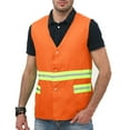 thumbnail image 1 of Fengqque Safety Jacket for Men,Sleeveless V-neck Breathable Mesh Waterproof High Visibility Reflective Jacket with Pockets and Zipper Workwear Jacket Orange XXL, 1 of 9