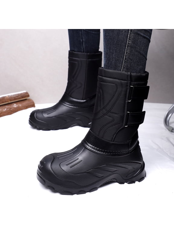 Snow Boots for Men Waterproof Mid-Calf Booties Winter Hiking Boot Durable Warm Lined Boot Non-Slip Warm Climbing Shoes Black 6(39)