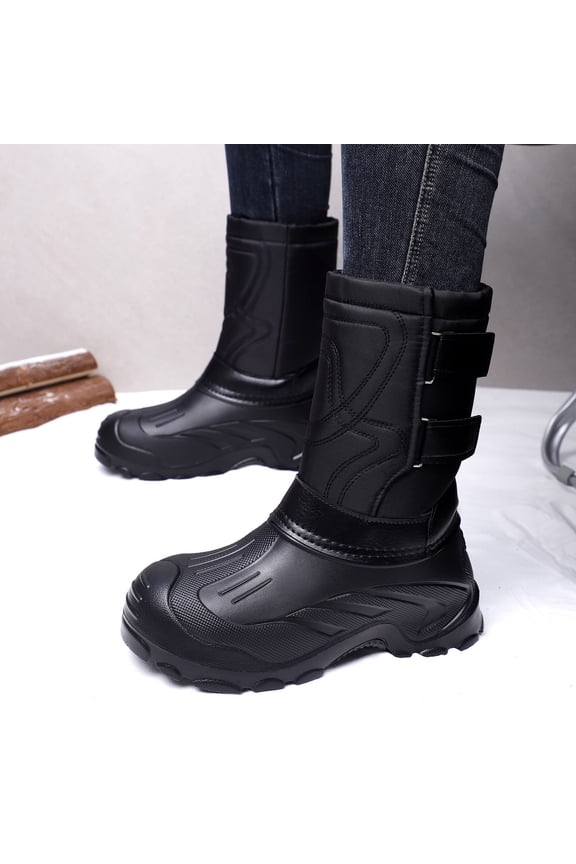 Snow Boots for Men Waterproof Mid-Calf Booties Winter Hiking Boot Durable Warm Lined Boot Non-Slip Warm Climbing Shoes Black 6(39)