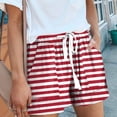 thumbnail image 1 of Fengqque Striped Shorts for Women High Waisted Elastic Waist Drawstring Summer Shorts with Pockets Red XXL(XXL), 1 of 6