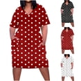 thumbnail image 1 of Fengqque Summer Dresses for Women Short Sleeve V-neck Beach Vacation Loose T Shirt Dress with Pockets White-B 16(XL), 1 of 5