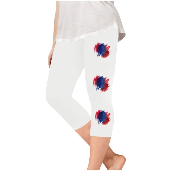 Fengqque Toddler Girls' Independence Day Cropped Pants - Summer Leisure Style, Yoga-Friendly, Fun Prints for Festive Wear