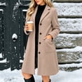 thumbnail image 1 of Fengqque Trench Coat for Women with Pockets Stand collar Single Breasted Peacoat Casual Fall Winter Coat for Women Outerwear Office, 1 of 5