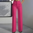thumbnail image 1 of Fengqque Wide Leg Pants Women's High Elastic Waisted in the Back Business Work Trousers Button Straight Suit Pants Hot Pink L(L), 1 of 7