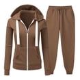 thumbnail image 1 of Fengqque Women 2 Piece Outfits Sweatsuit Full Zipper Hoodie Long Sleeve Sweatshirt Jogger Pants Set with Pockets Coffee S(S), 1 of 8