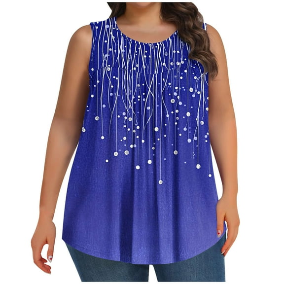 Fengqque Women Casual And Linen Round-Neck Top Printed Short Sleeve Button T-shirt Blouse