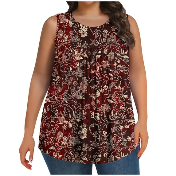 Fengqque Women Casual And Linen Round-Neck Top Printed Short Sleeve Button T-shirt Blouse