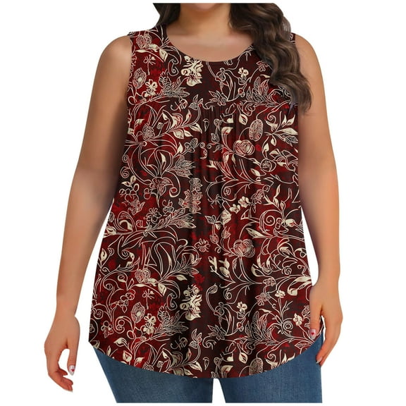 Fengqque Women Casual And Linen Round-Neck Top Printed Short Sleeve Button T-shirt Blouse