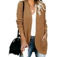 thumbnail image 1 of Fengqque Women Casual Soild Long Sleeve Pocket Plush Long Knit Cardigan Sweater, 1 of 9