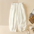 thumbnail image 1 of Fengqque Women Elastic Waist Solid Color Loose Wide Leg Pants Lantern Pants with Pockets White XXL(XXL), 1 of 8