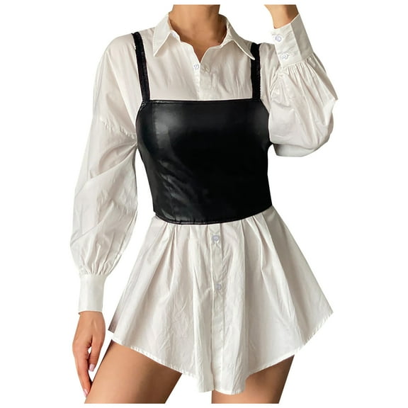 Fengqque Women Front Fashion Sexy Color Leather Camisole Blouse Tops T-shirt