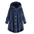 thumbnail image 1 of Fengqque Women Plus Size Button Plush Tops Hooded Loose Cardigan Wool Coat Winter Jacket, 1 of 6
