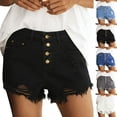 thumbnail image 1 of Fengqque Women Plus Size Denim Shorts High Waisted Skinny Stretchy Summer Frayed Raw Hem Distressed Ripped Short Jeans White XL(XL), 1 of 8