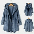 thumbnail image 1 of Fengqque Women Plus Size Solid Color Long Sleeve Hooded Button Pocket Fleece Coat, 1 of 9
